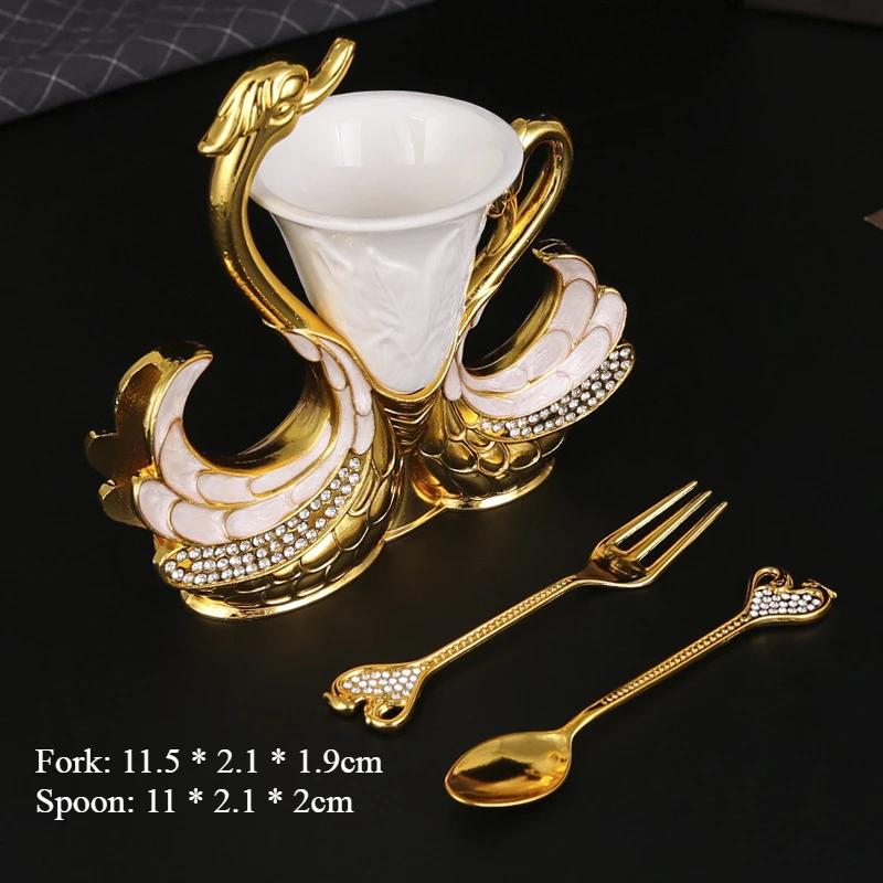 Creative Swan Base Metal Fruit Fork Mooncake Fork Dessert Spoon Home Desktop Tableware Storage