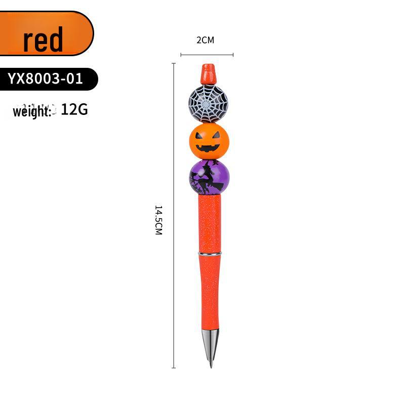 

Забавная ручка-бусина своими руками на Хэллоуин: Креативная вращающаяся шариковая ручка с бусинами из цельного дерева в виде тыквы и паука. Bullet type 0.5