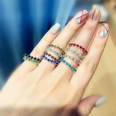 Single Row Rhinestone Ring, Elastic Ring, Diamond-Set Ring, Mixed Batch Elastic Ring