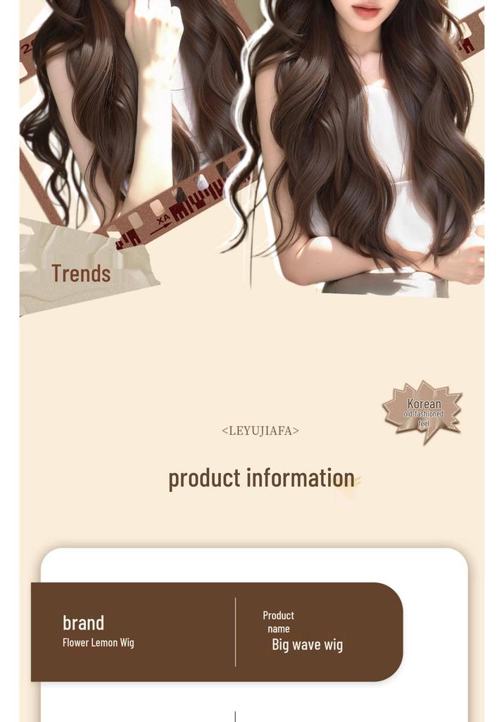 Women's Full Head Wig with Realistic Hair Fibers, Seamless Frontal, Large Scalp Coverage, Bangs, and Large Wave Long Curls