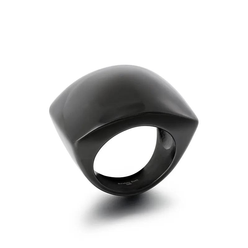 Luxury Chunky Stainless Steel Ring Women's Shiny Silver/Gold/Black Color Anillos Wedding Party Bands Trend Jewelry Roung Gift