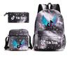 3 Piece School Backpack Set for Students Large Capacity Oxford Cloth Schoolbag with Shoulder Strap and Pencil Case