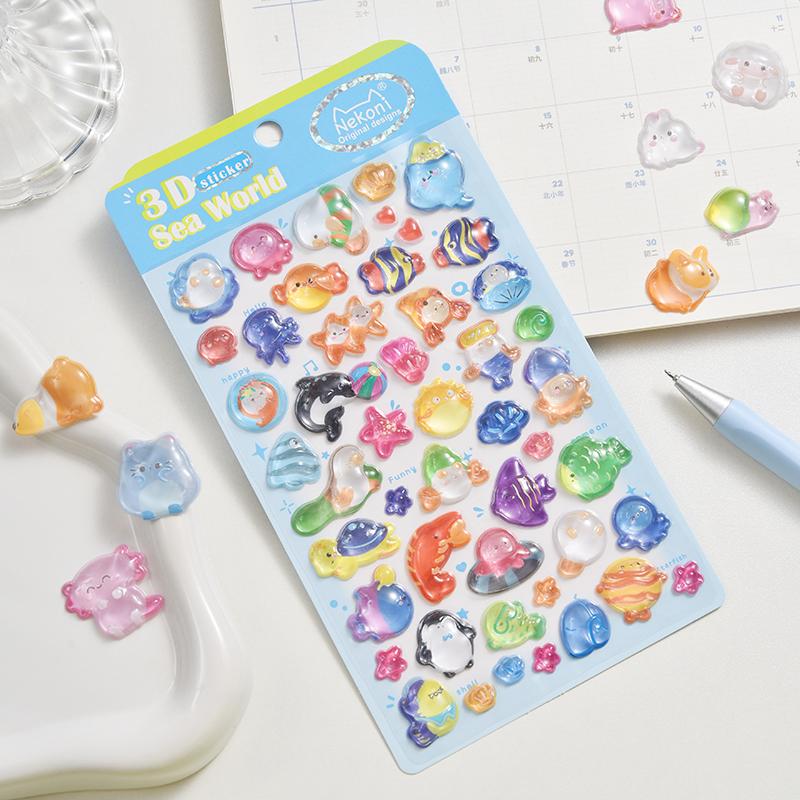 Korean NEKONI Creative Food Fruits Cartoon 3D Relief Stickers Scrapbooking Diy Journal Cute School Office Stationery Sticker