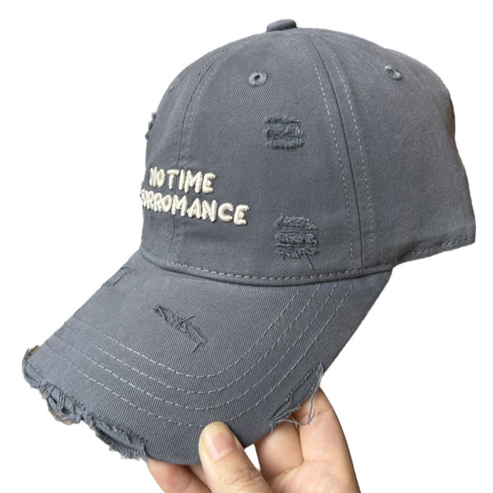 Korean Letter Baseball Hat Alphabet Embroidery Holes Peaked Cap Casual Snapback Cap  Men Women