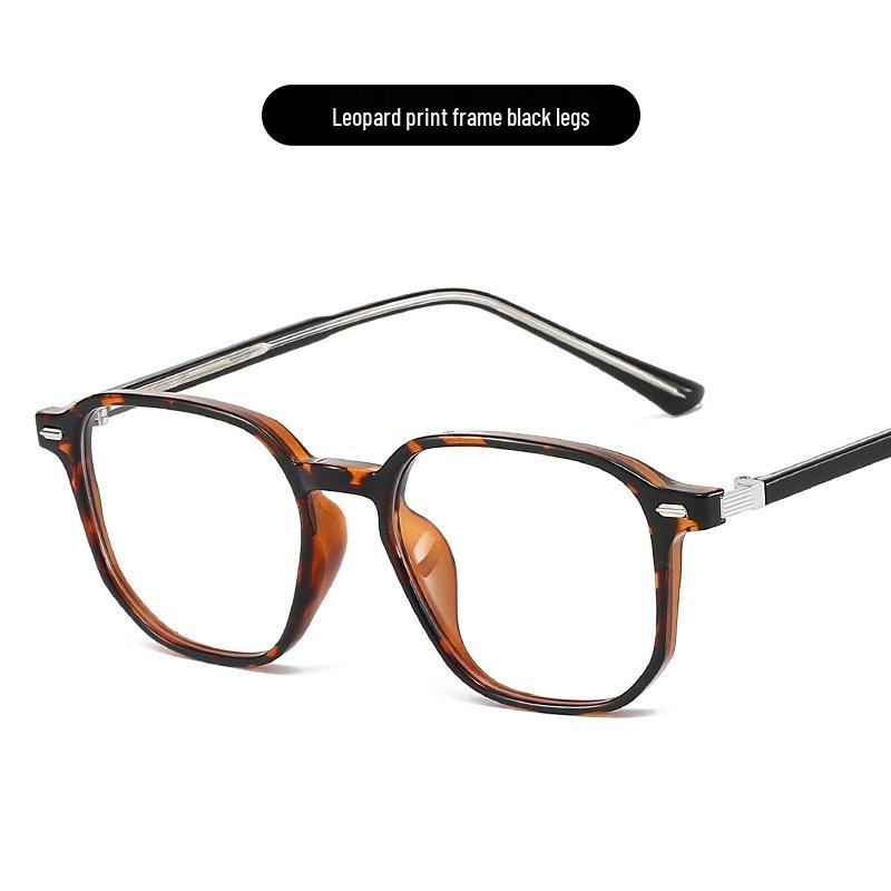 Women's Korean Polygonal Glasses, Myopia/Plano Lenses, Anti-Blue Light, Slimming for Large Faces, TR90 Bare Face Frame