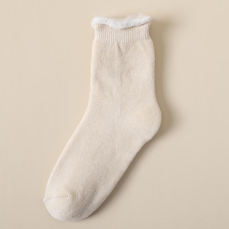 

Женские толстые плюшевые носки средней длины — уютные и теплые для осени/зимы Simple packaging бежевый