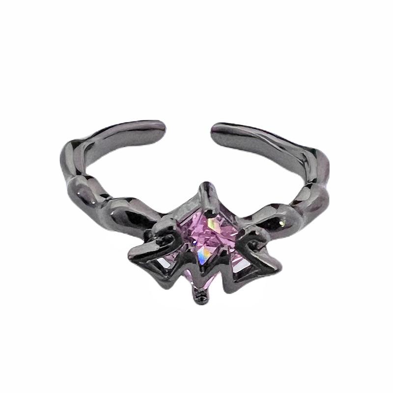 Sweet And Cool Temperament Bow, Pink Diamond Zir*****Pen Ring, Women'S Cold Wind Niche Design High-End Ring