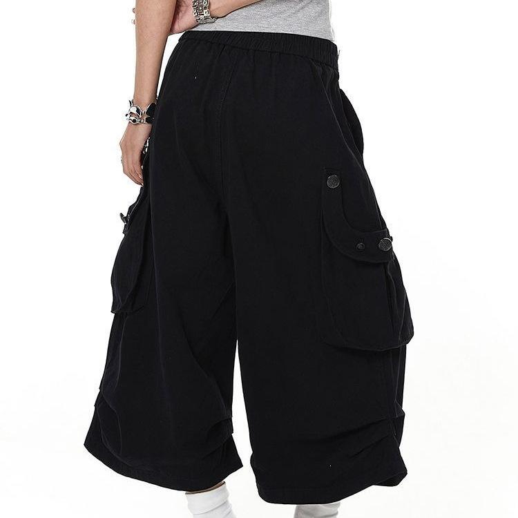 American Retro Deconstruction Design Overalls Children's Summer New Street Double-breasted Pleated Cropped Pants