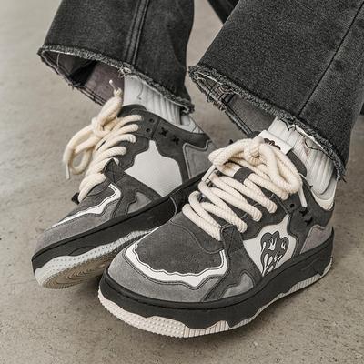 Y2K Korean Women Vintage Casual Gray Black Sports Loafers Sneaker Athletic Chunky Sneakers Platform Tennis Shoe Flat Men Shoes