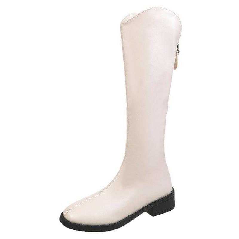 V-Mouth Knee-High Western Cowboy Boots for Women with Thick Calves - Plus Size, Mid-Heel, Slim Fit, Autumn/Winter.