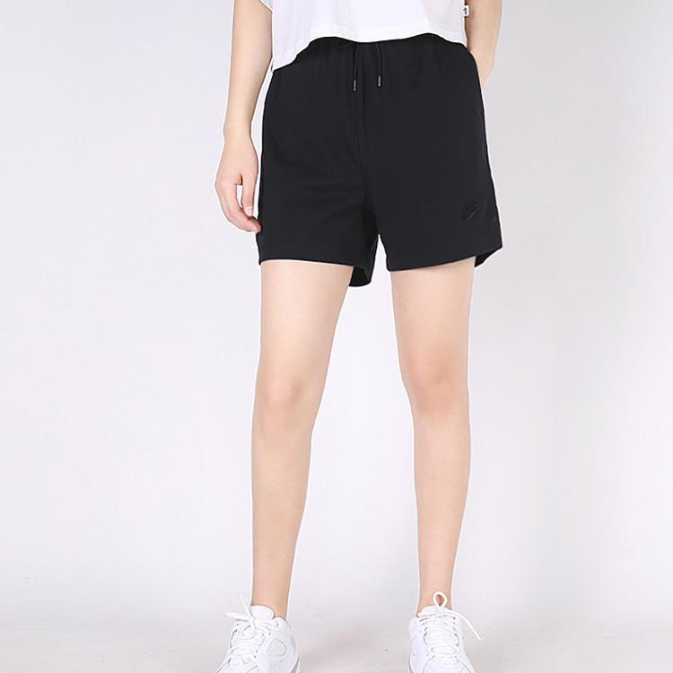 Nike Sportswear Knitted Straight Leg Drawstring Cotton Summer Solid Low Waist Sports Casual Shorts Women shorts Black CJ3755-010