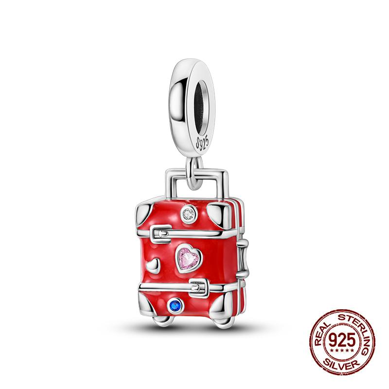 Klassischer Kupfer Eiffelturm Koffer Berühmte Sehenswürdigkeiten Charms Perlen Passend für 3mm Original Armbänder DIY Schmuck Geschenk