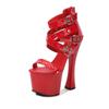 Platformmodel Rivet Rits Romeinse sandalen Hoge hak Fish Toe Rood voor dames