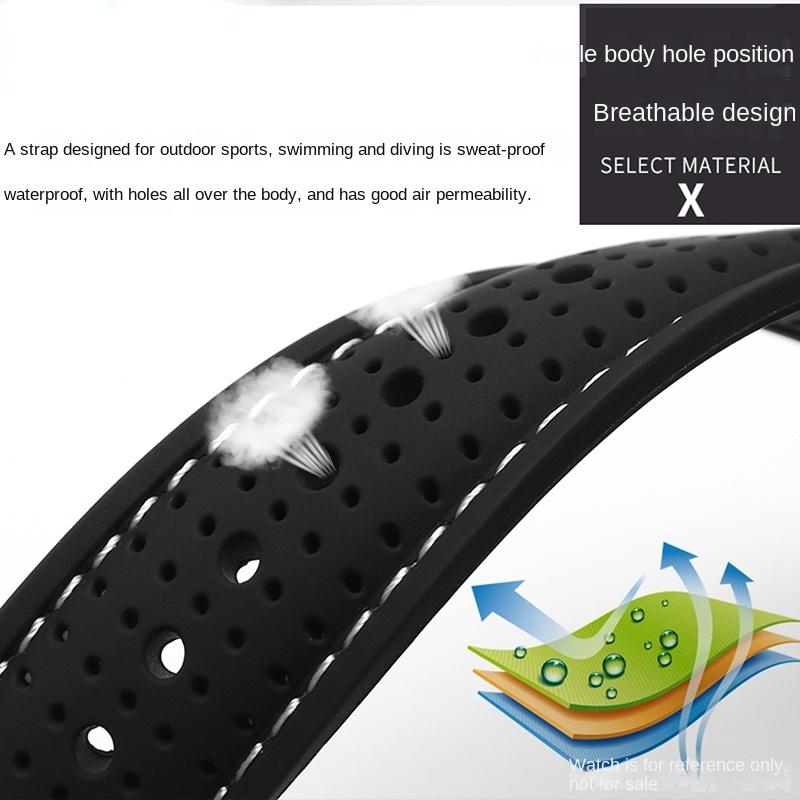 New Breathable Silicone Sports watchBand 18mm 20mm 22mm 24mm For Any Watch Rubber Wrist Strap Soft Waterproof Men's Accessories