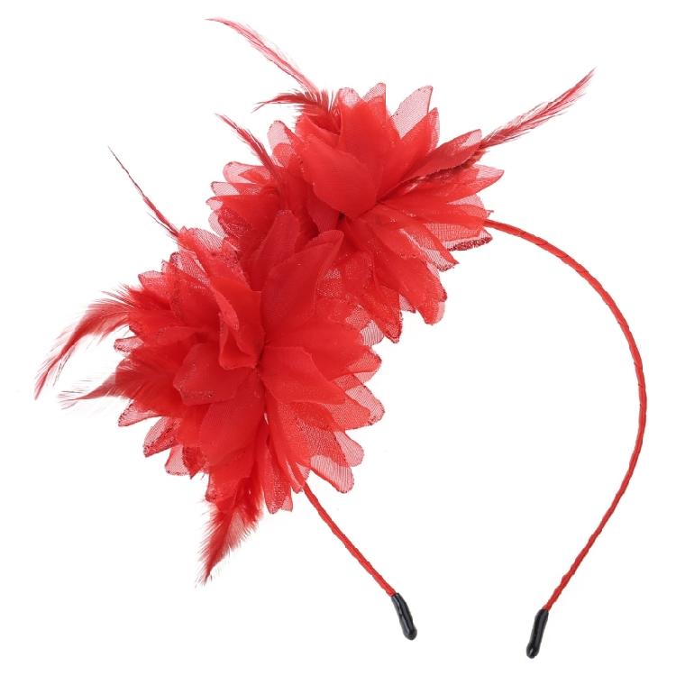 Luxurious Soft Feathered Hairpiece Flower Headwear Adjustable Headband for Halloween Festival Costume Coplay Party