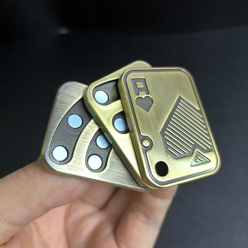 EDC Spade AK Push Card Metal Spinner Toy with Magnetic Handle