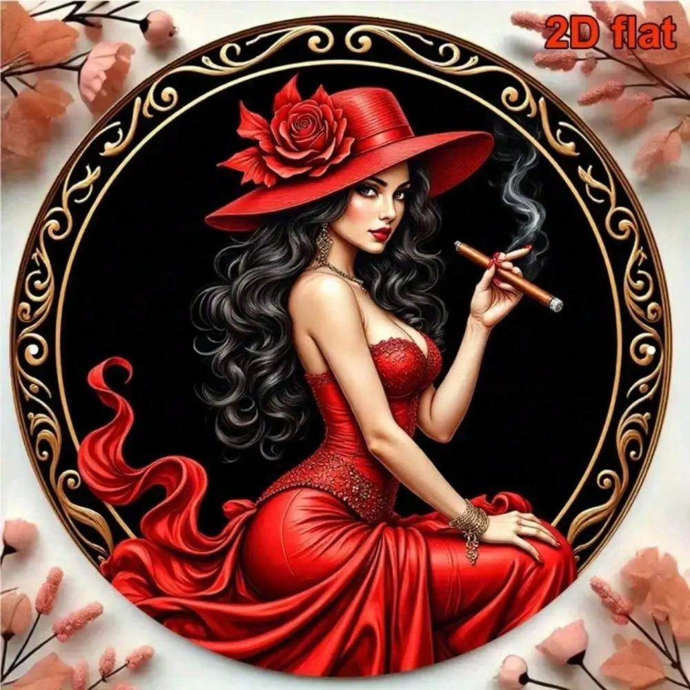 Retro Red Lady Vintage Metal Sign Wall Art Man Cave Bar Decor Rustproof Gift