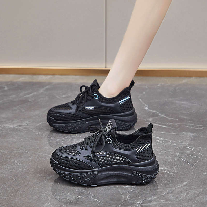 Thick-soled Dad Shoes Women's New Summer Breathable Mesh Hollow Soft Sole Thin Mesh Shoes Sports Lightweight Women's Shoes