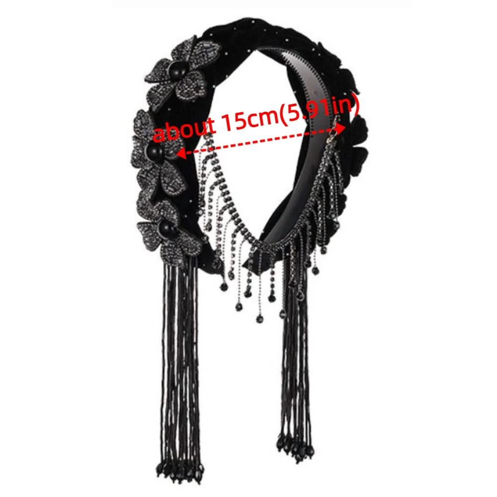 Korean Style Braid Flower Hair Hoop Exquisite Rhinestone Wide Hair Band Sweet Shiny Elegant Headband Ladies Hairpin