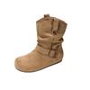 Huge good-looking khaki retro flat bottom inner heightening pile boots women's new autumn skirt Birkenstock short boots