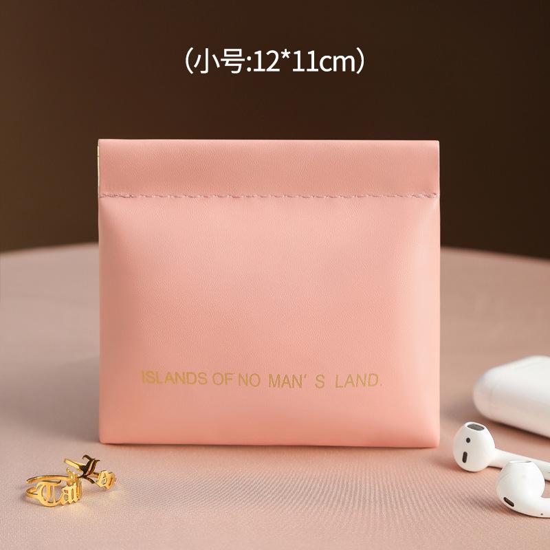 PU Fashion Portable Cosmetic Bag Cover Closure Handle for Travel Storage Protective Case for Sanitary Napkins Lipstick Sundries