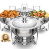 VEVOR Conjunto de Chafing Dish para Buffet, Pacote com 4 unidades de 5 Qt, Chafer de Aço Inoxidável com 4 Travessas de Tamanho Completo
