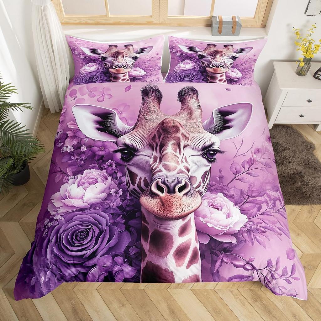 Giraffe Duvet Covers for Boys Girls Quilt Covers Lightweight Down Room Decor Queen King Size 2 Pillowcase 1 Duvet Cover No Quilt