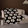 Kuschelige Weiche & Warme Flanelldecke, Schwarz-Weißer Blumendruck - Perfekt für Couch, Bett, Büro, Camping und Heimdekoration