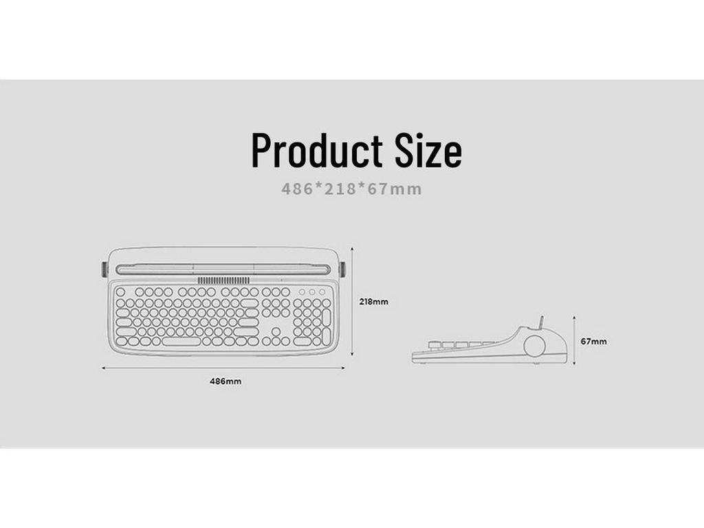 Actto Retro Bluetooth Typewriter-Style Keyboard & Mouse Combo for Business Office (104-Key)