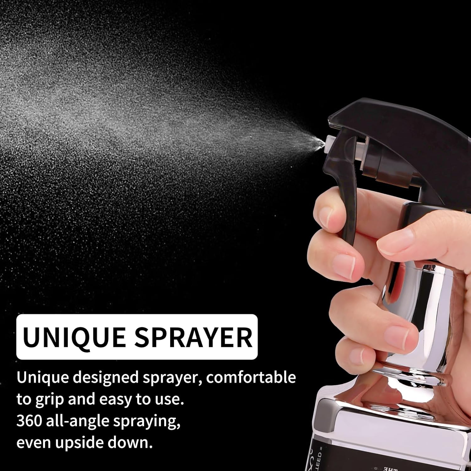Water Sprayer 500ml/16.9oz Hair Spray Bottle Hairdressing Barber Spray Bottle Whisky Squirt Bottle Mist Salon Hair Tools Home Gardening(Silvery)