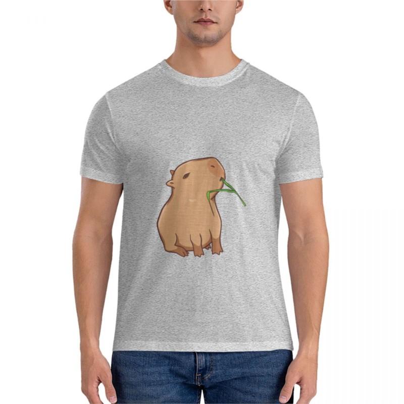 Capybara with a Leaf, Eat Your Greens! Classic T-Shirt Oversized T Shirt Men T Shirts for Men Mens Vintage T Shirts