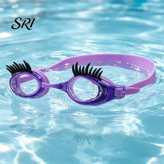 Lunettes de natation pour enfants Cils d'enfants Anti-buée Sans fuite Natation Enfants Lunettes cils Mignon Lunettes pour filles Accessoires de piscine Confortables