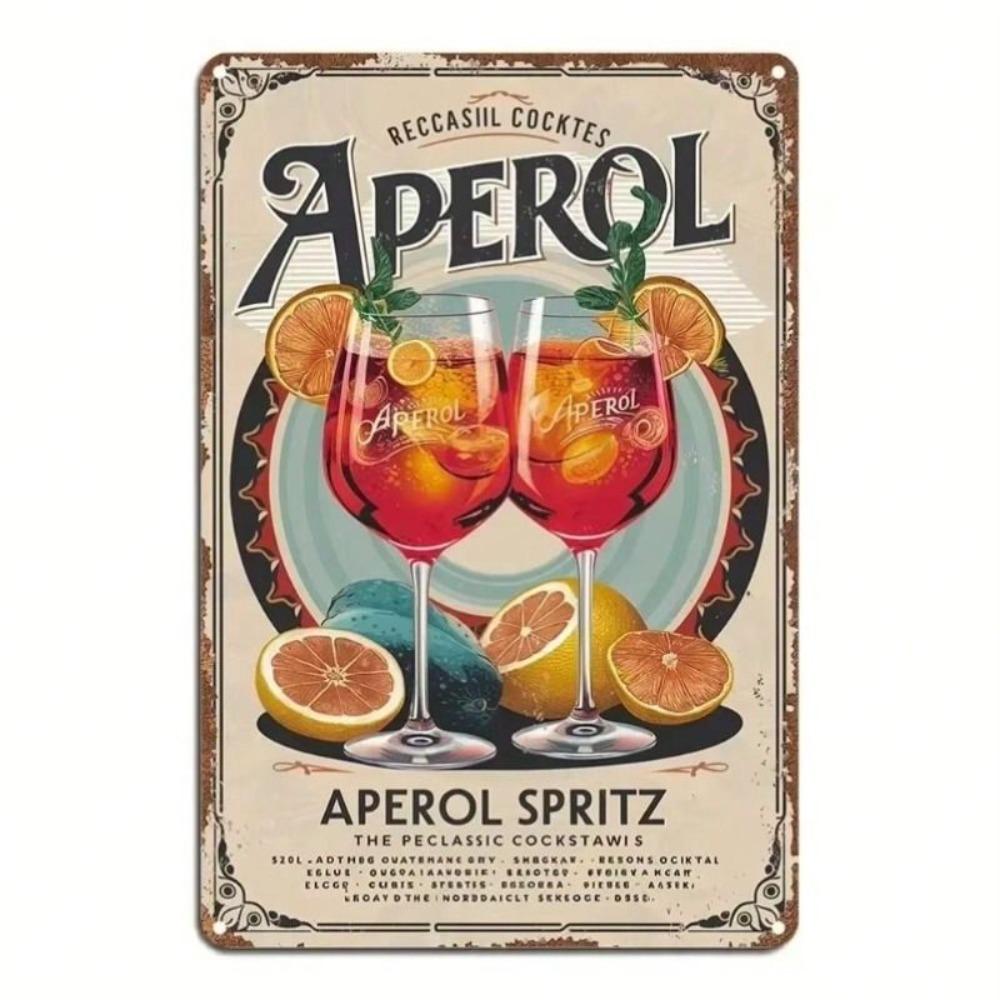 Vintage Aperol Cocktail Metal Sign for Wall Bar Cafe Decor Waterproof