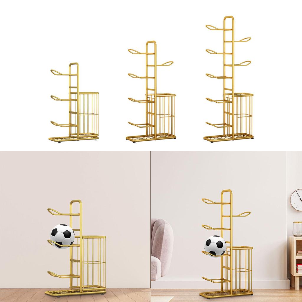 Ball Storage Holder Freestanding Racks for Rackets Badminton Volleyball 58x23.5x86cm