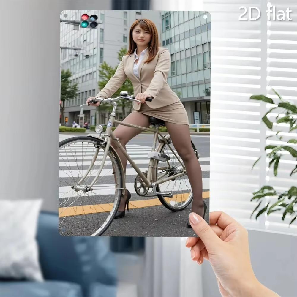 Bicycle Metal Sign Vintage Wall Art Decor Weatherproof 20x30cm Pre Drilled