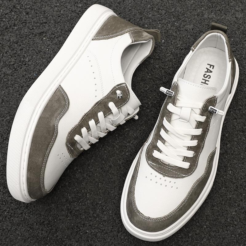 Little white shoes men's 2025 autumn new retro board shoes men's casual sports trend color matching lace-up men's leather shoes