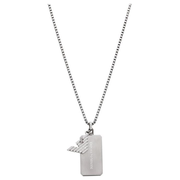 

Emporio Armani Logo Series Eagle Emblem Cool Luxury Stainless Steel Necklace Men necklace Silver EGS3167040_NLP Basic Packaging-Box