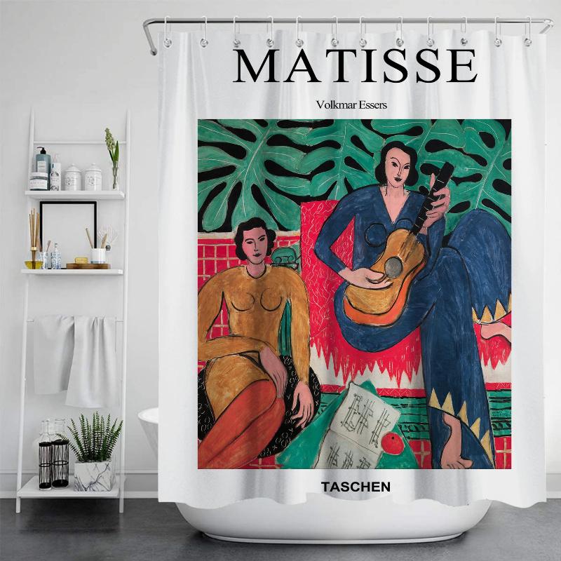 Famous Painting Waterproof And Mildew Proof Shower Curtainnordic Style Shower Curtain Set Hook Home Decoration Bathroom Curtains