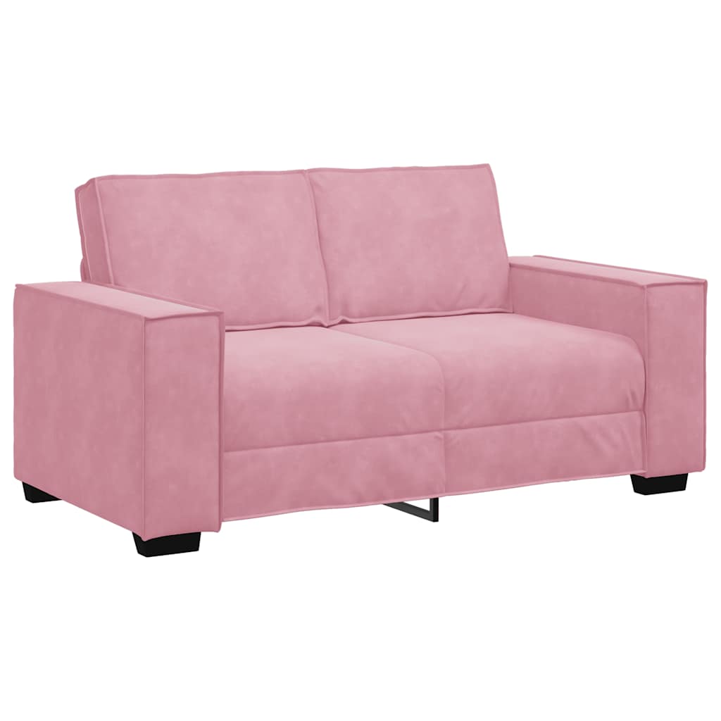 3 Piece Sofa Set with Cushions Pink Velvet