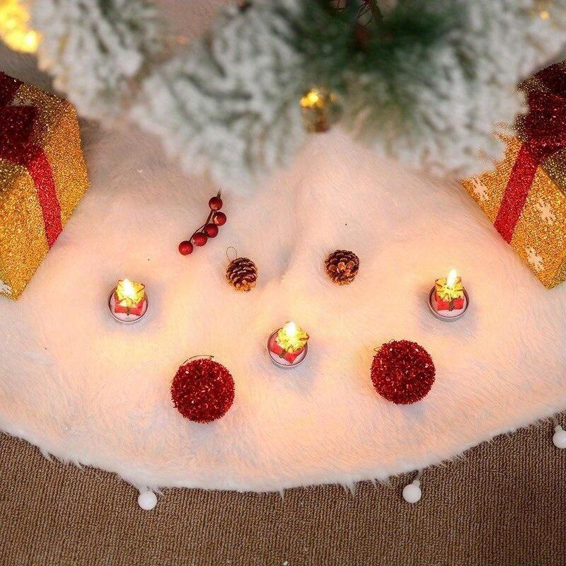 78/90/122cm Christmas Tree Skirt Pure White Long Haired Christmas Decoration Home Holiday Christmas Tree Skirt Decoration