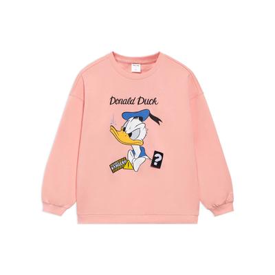 X Disney Donald Duck Cartoon Print Crew Neck Sweatshirt Women Tops Pink AWDS596-3