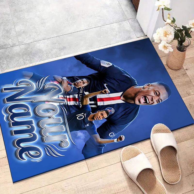 M-Mbappe Design Area Rug Personalized Name- Non-Slip, Soft & Cozy Floor Mat for Living Room, Office - Indoor/Outdoor Carpet
