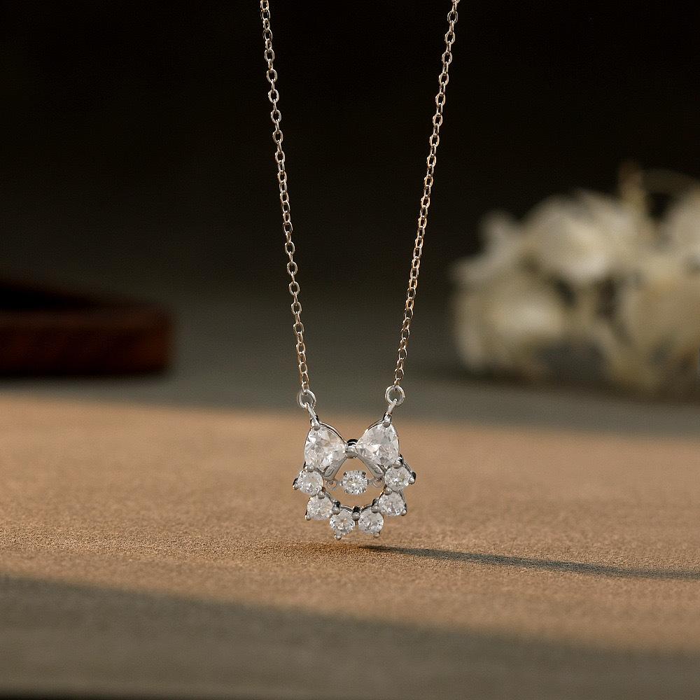 Agile Knot Series Girl Garland Necklace Female Bow Niche Collarbone Chain Light Luxury High-end Versatile Temperament