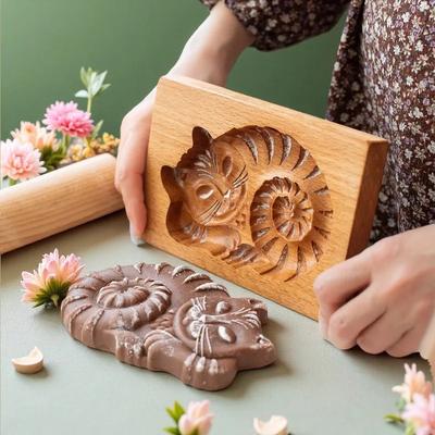 Mehrform 3D Holz Ausstecher - Geschnitzter Keksstempel Prägeformen für festliches Backen Lebkuchenherstellung