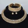 Gold & Silver Rhinestone Jewelry Set: Choker, Bracelet, Stud Earrings, & Necklace