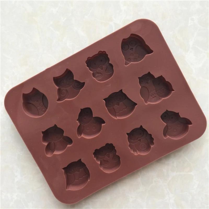 1/2Pcs Economic Silicone 12-Owl Cake Mould for Decorating Candy Cookies Chocolate Soap Baking.