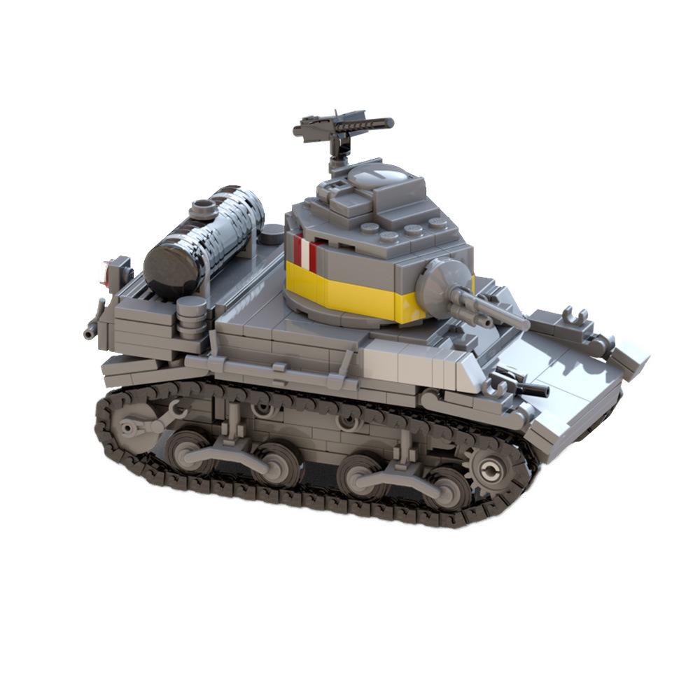 Military Light Tank Stuff Artillery Armored Vehicle Army Weapon Building Blocks Model Kid Technology Bricks Decor Toys WW2 s STEM DIY Model Kit 3D