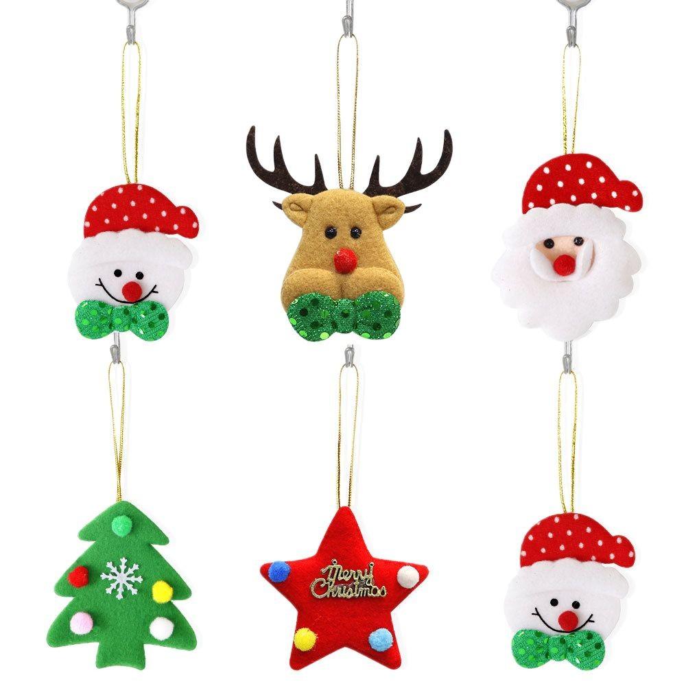 New Christmas Ornament Set Cartoon Plush Christmas Ornaments Reindeer/Snowman/Christmas Tree/Santa Claus/Five-pointed Star Designs