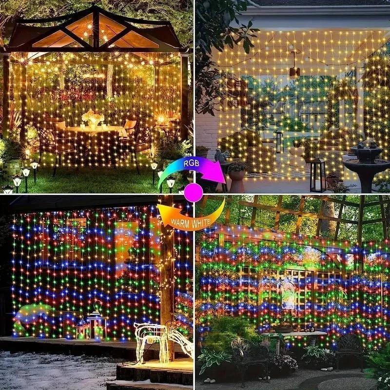 LED Solar Curtain String Lights Outdoor Waterproof Garden Wall Decoration Fairy Garland 8 Lighting Modes Christmas Lighting