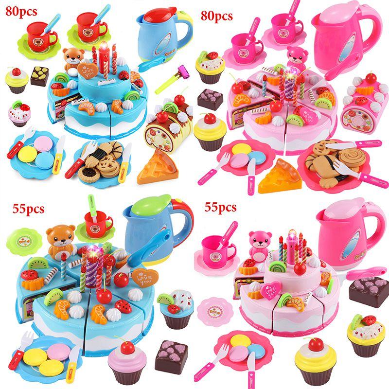 Delightful Pretend Role Play Kitchen Toy Happy Birthday Cake Set For Kids Imagination